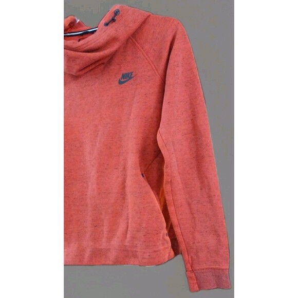 Nike Funnel Neck Hoodie M Rust Red Heather Pullover Athleisure EUC - Picture 3 of 8